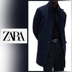 NWT Zara Coat with Contrast Collar - L